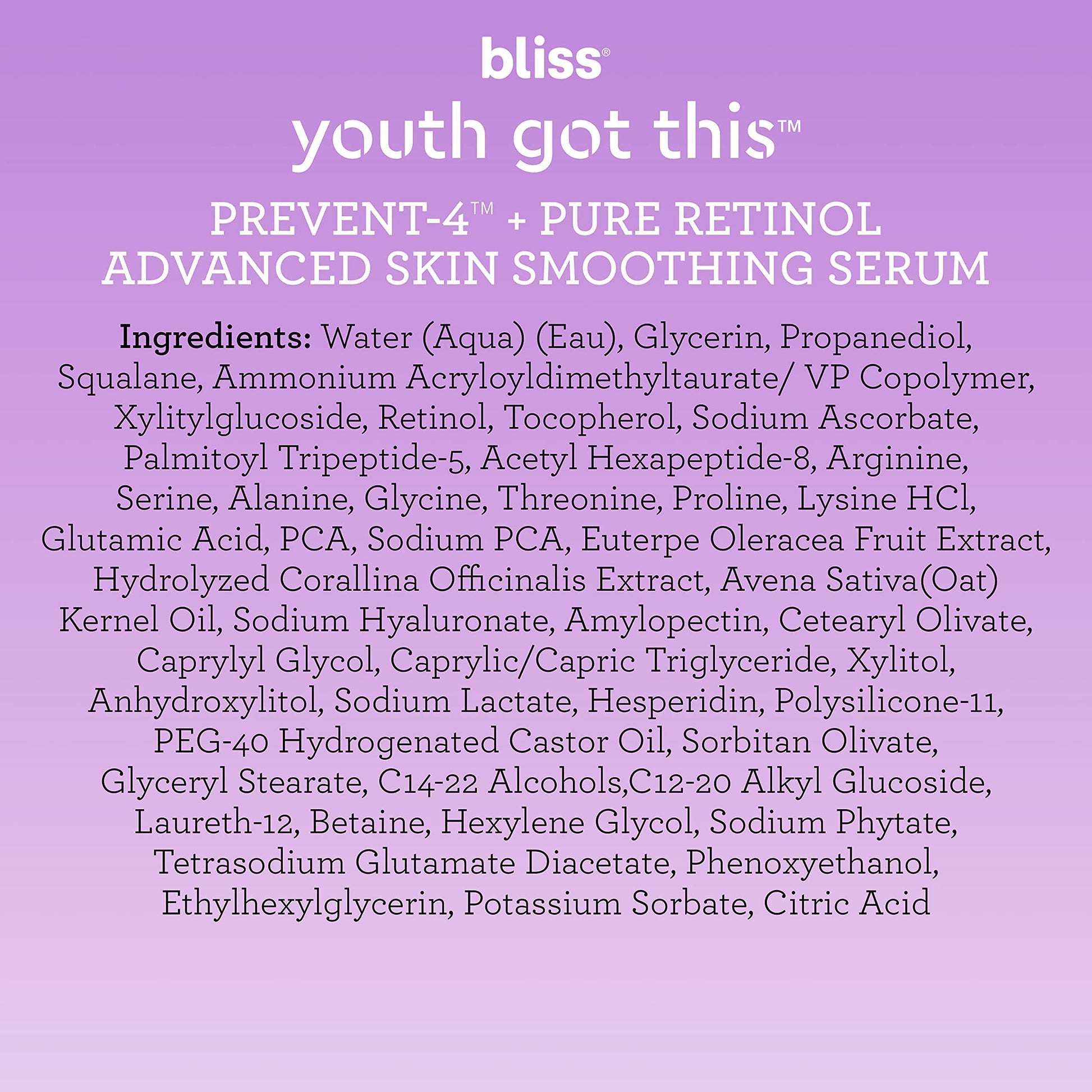 Bliss Youth Got This™ Prevent-4™ + Pure Retinol - 0.67 Fl Oz - Advanced Skin BlissBuy Supplements Australia