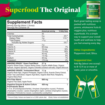 Amazing Grass Greens Blend Superfood: Super Greens Powder Smoothie Mix for Boost Energy, 30 Servings & Nature Fuel Power Beets Powder, Beet Root Powder, Support Natural Energy, 30 Servings Amazing GrassBuy Supplements Australia