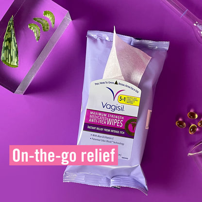 Vagisil Wipes, Anti-Itch Medicated Feminine Vaginal Wipes, Maximum Strength, Instant Relief, 20 Wipes VagisilBuy Supplements Australia