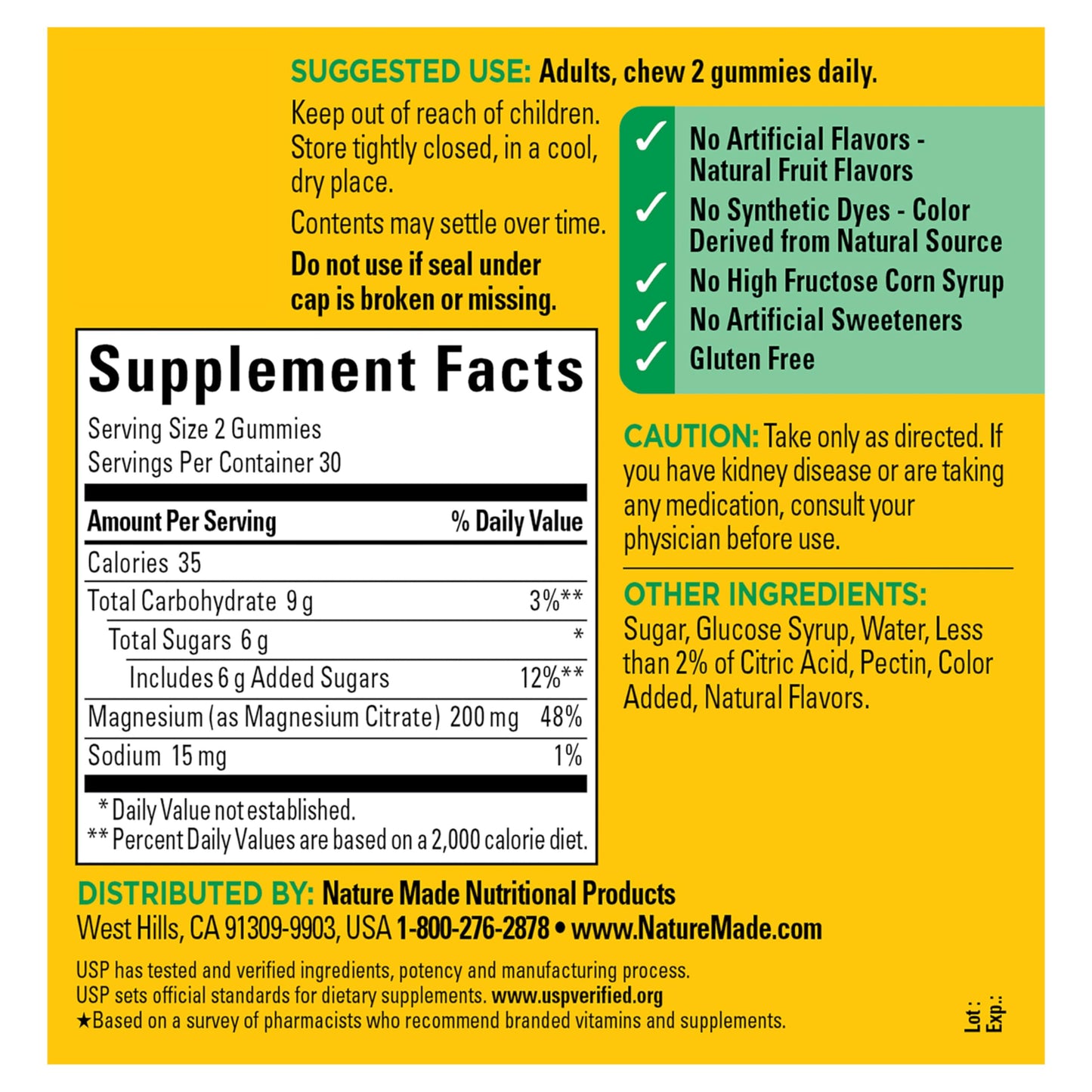Nature Made High Absorption Magnesium Citrate 200 mg per serving, Magnesium Supplement for Muscle, Nerve, Bone and Heart Support