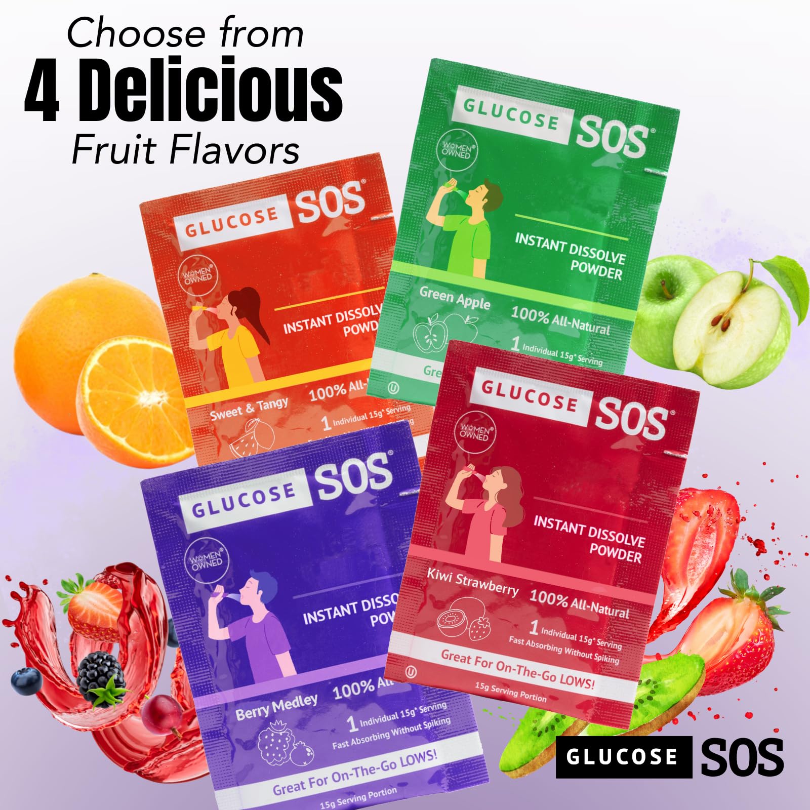 Glucose SOS Glucose Powder Packets with Natural Dextrose, Fast-Absorption That Instantly Dissolves in Your Mouth with No Water Needed, Sweet & Tangy 12 Servings Glucose SOSBuy Supplements Australia