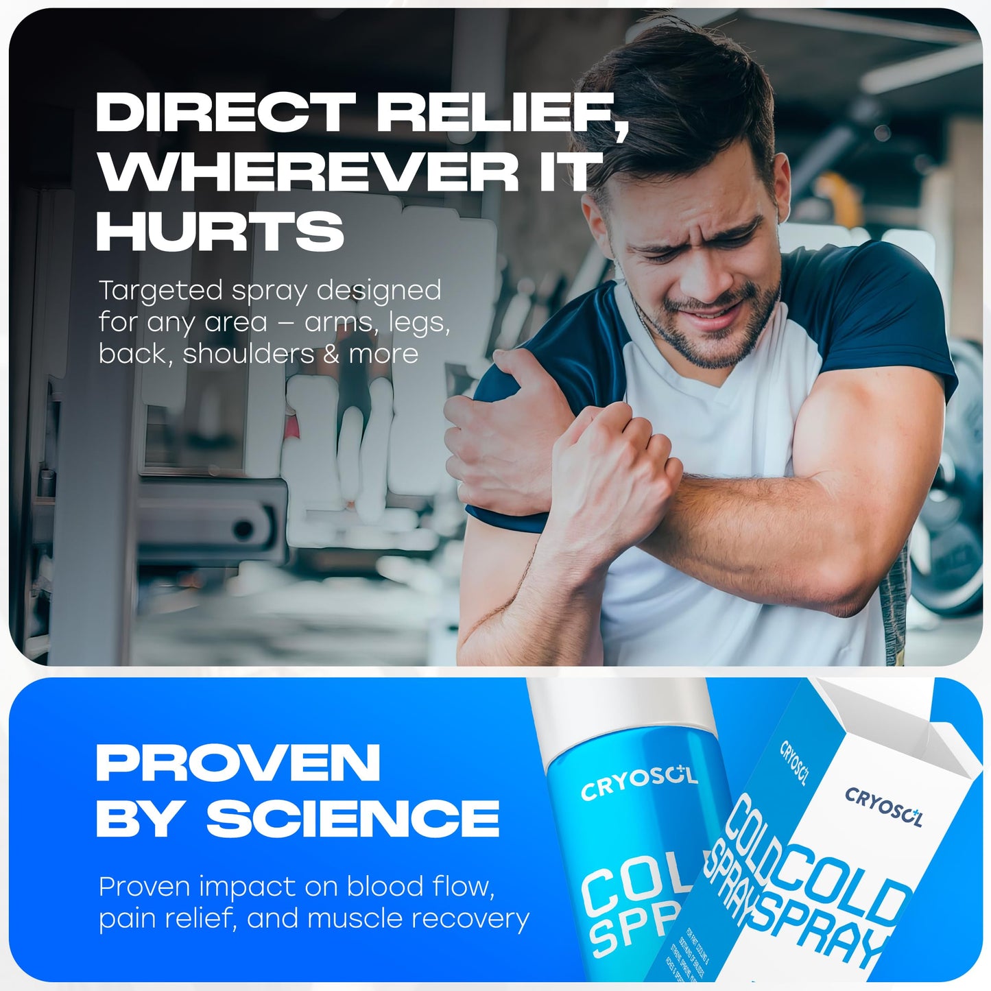 CRYOSOL Freeze Spray for Rapid Relief Anywhere - Pain Relief Spray for Sprains, Strains, Bruises, Aches and Sports Injuries - Cryotherapy for Instant Cooling Relief - 200ml / 6.76 fl oz Venture HealthcareBuy Supplements Australia