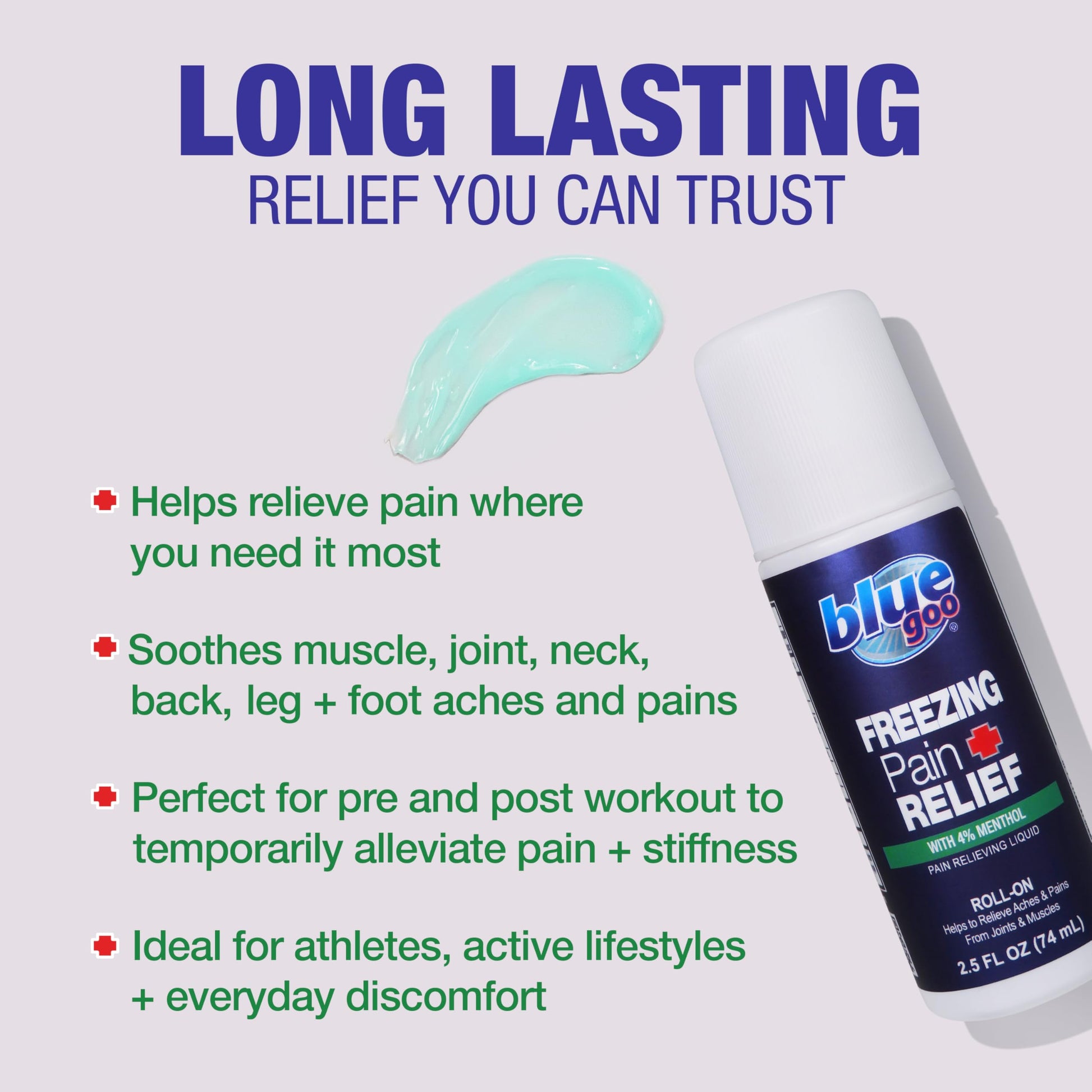 Blue Goo Pain Relieving Menthol Roll On - Fast-Acting Muscle & Joint Pain Relief - 2 x 2.5 oz Blue GooBuy Supplements Australia