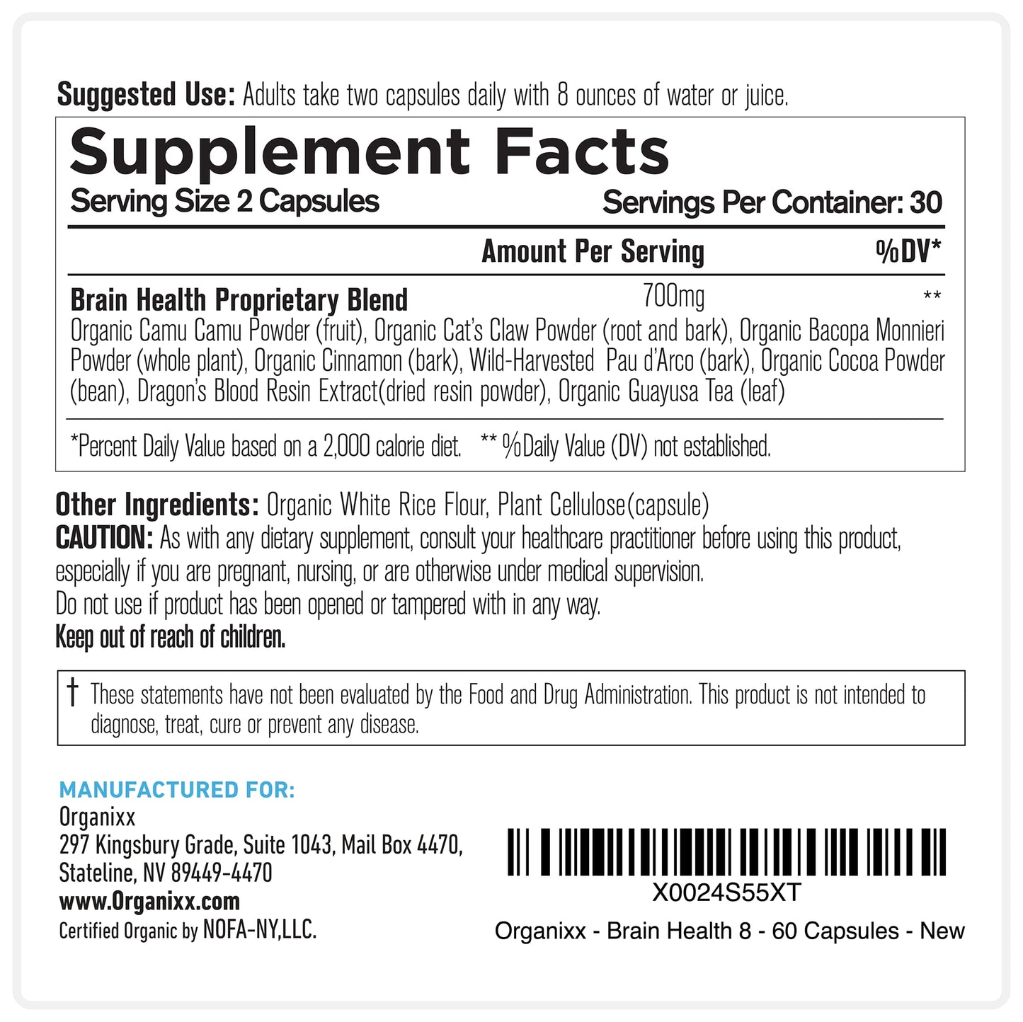 Organixx Ageless Brain Powerful Brain Health Supplement to Support Brain Function, Clarity, Focus, Re-Energize Brain Cells, Helps Promote a Balanced Mood, Gluten Free, Non GMO, 60 Vegetarian Capsules OrganixxBuy Supplements Australia
