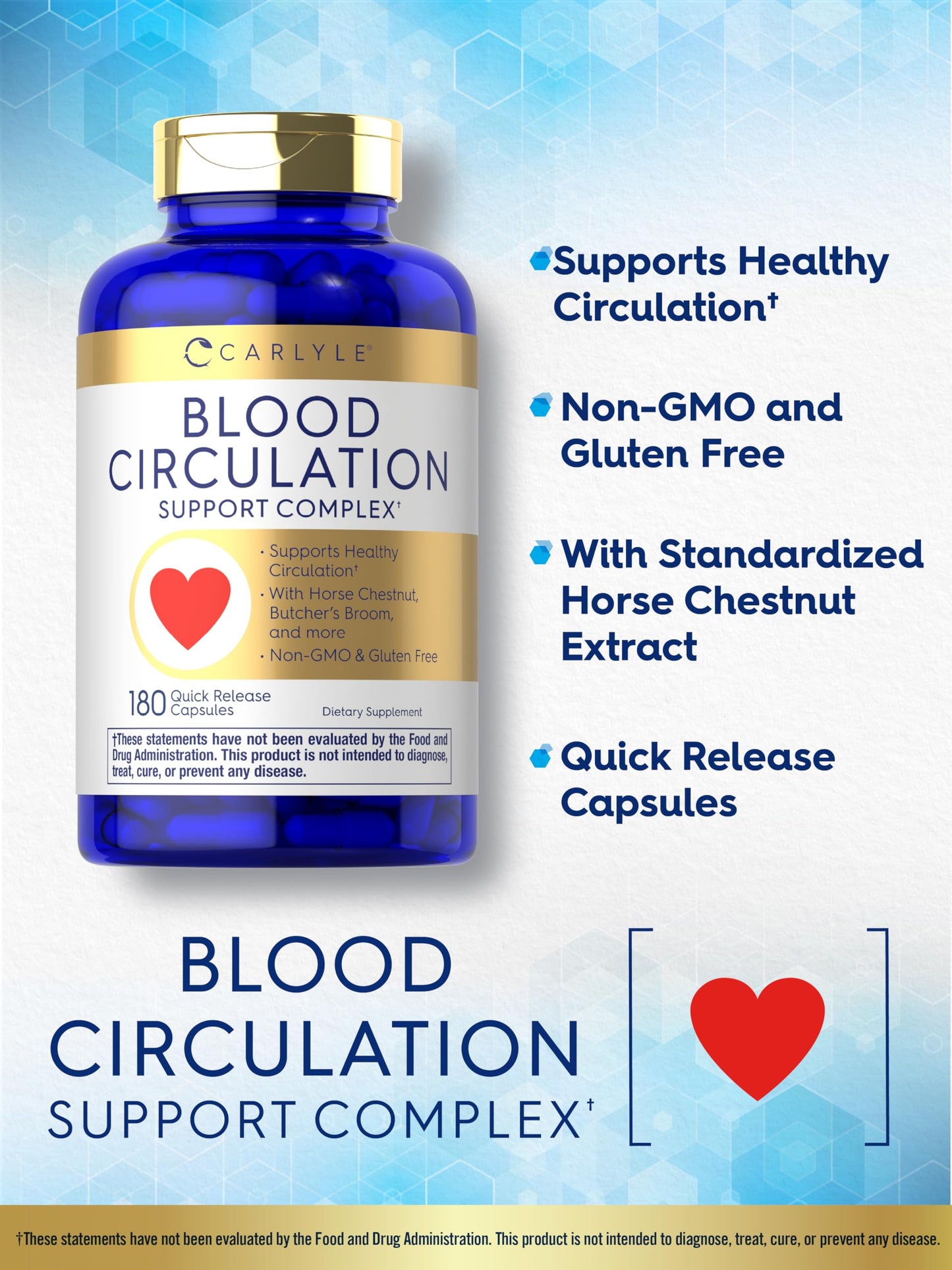 Carlyle Blood Circulation Supplement | 180 Capsules | Supports Healthy Circulation | Non-GMO, Gluten Free CarlyleBuy Supplements Australia