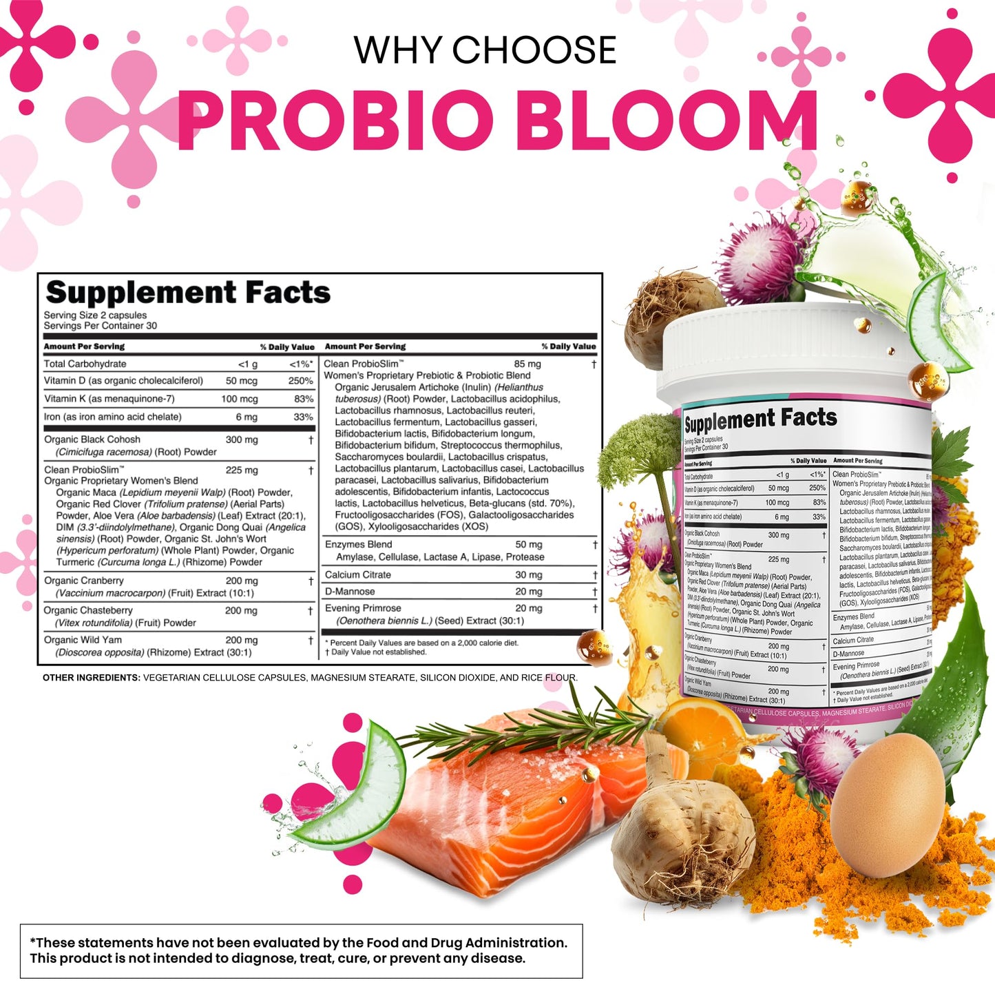 Clean Nutraceuticals Probiotics for Women with D Mannose, Cranberry Extract, Wild Yam, Chasteberry - 20 Probiotic and Prebiotic Strains - PH Balance, Womens Probiotic for Digestive Health - 60 Count Clean NutraceuticalsBuy Supplements Australia