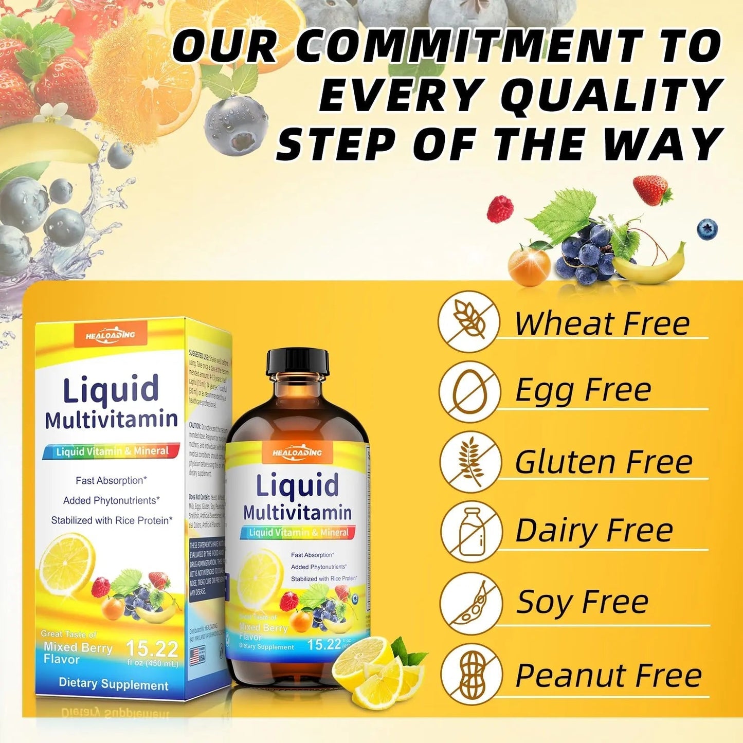 HEALOADING Nutritious Liquid Multivitamin for Women：Liquid Multi Vitamin with Amino Acids Zinc Selenium Mixed Fruit Flavor HEALOADINGBuy Supplements Australia