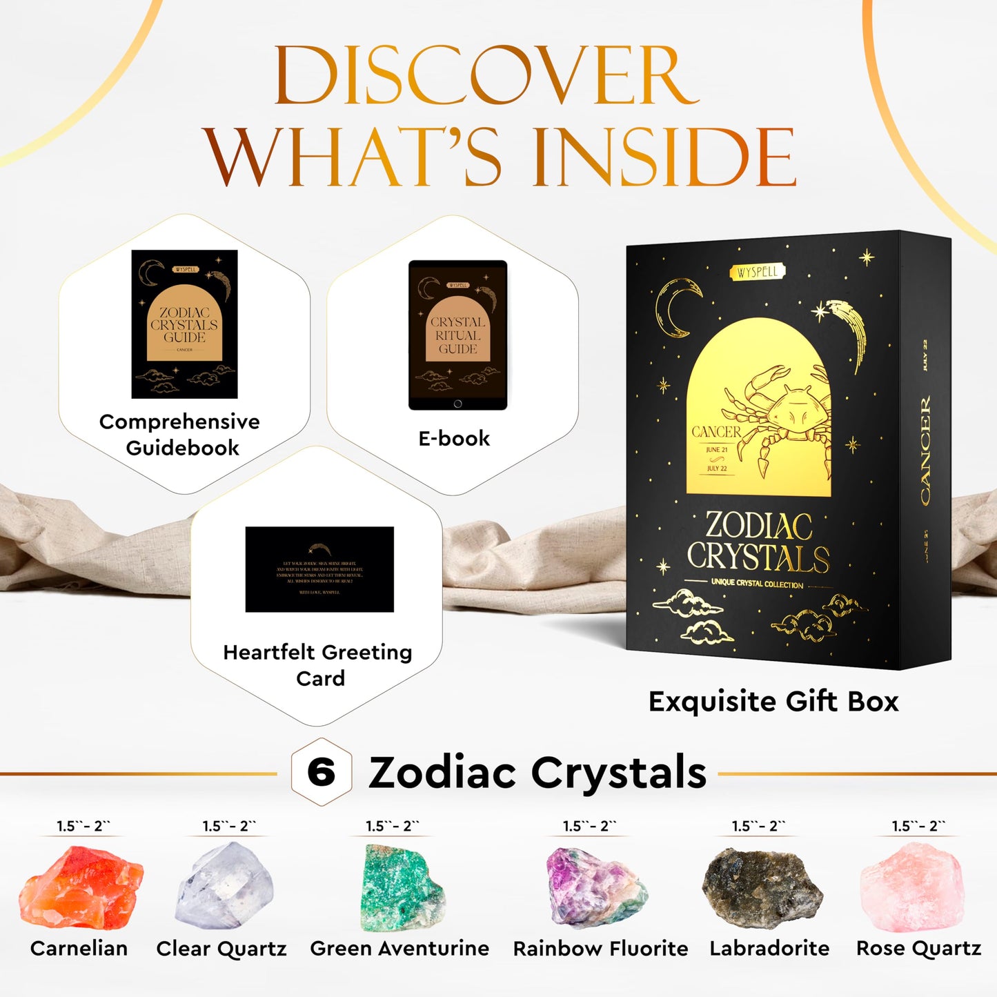 Wyspell Cancer Crystal Set - 6 Raw Cancer Crystals and Healing Stones - Cancer Zodiac Gifts for Women WyspellBuy Supplements Australia