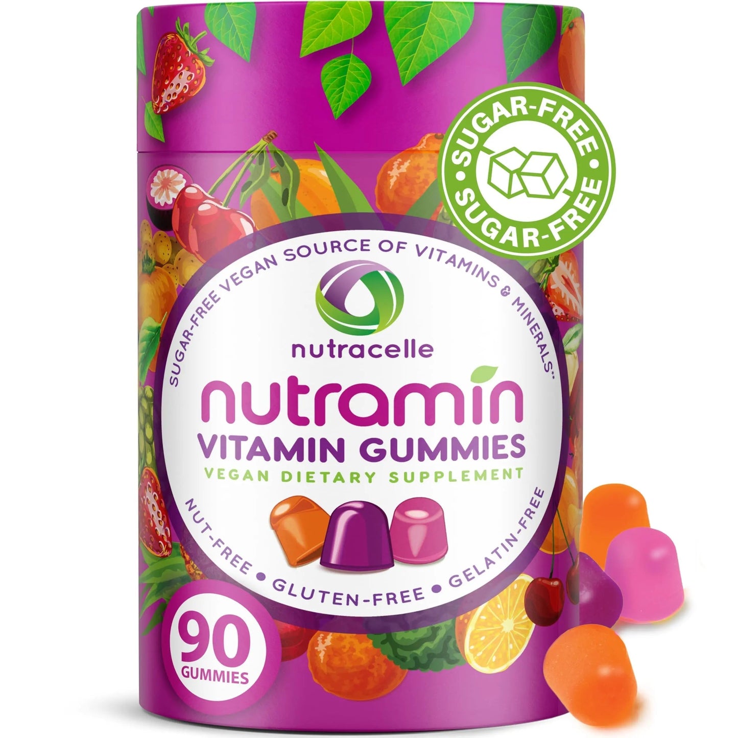NUTRAMIN Daily Vegan Keto Multivitamin Gummies Non-GMO Natural Vitamin C, D + Zinc for Immunity, Plant-Based, Sugar-Free NutracelleBuy Supplements Australia