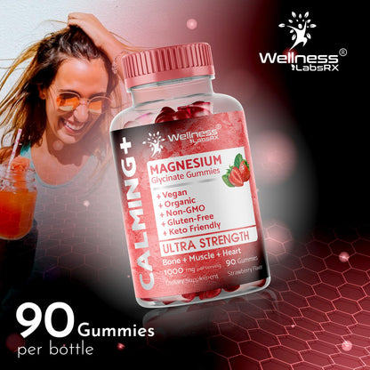 Magnesium Glycinate Gummies, 1000 mg - Magnesium Supplement to Support Relaxation, Heart Health - Chewable Calm Magnesio Gummies for Adults,