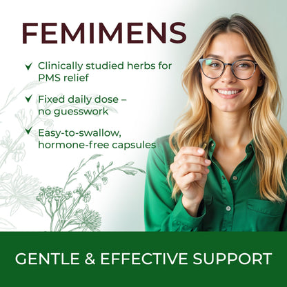 FEMIMENS – PMS Support Supplement for Women – PMS Relief for Women & Menstrual Cramp Relief – Hormonal Balance for Women – Chasteberry Vitex, Ashwagandha, Ginger, Fenugreek – 120 Vegan Capsules Ananta Medicare USABuy Supplements Australia