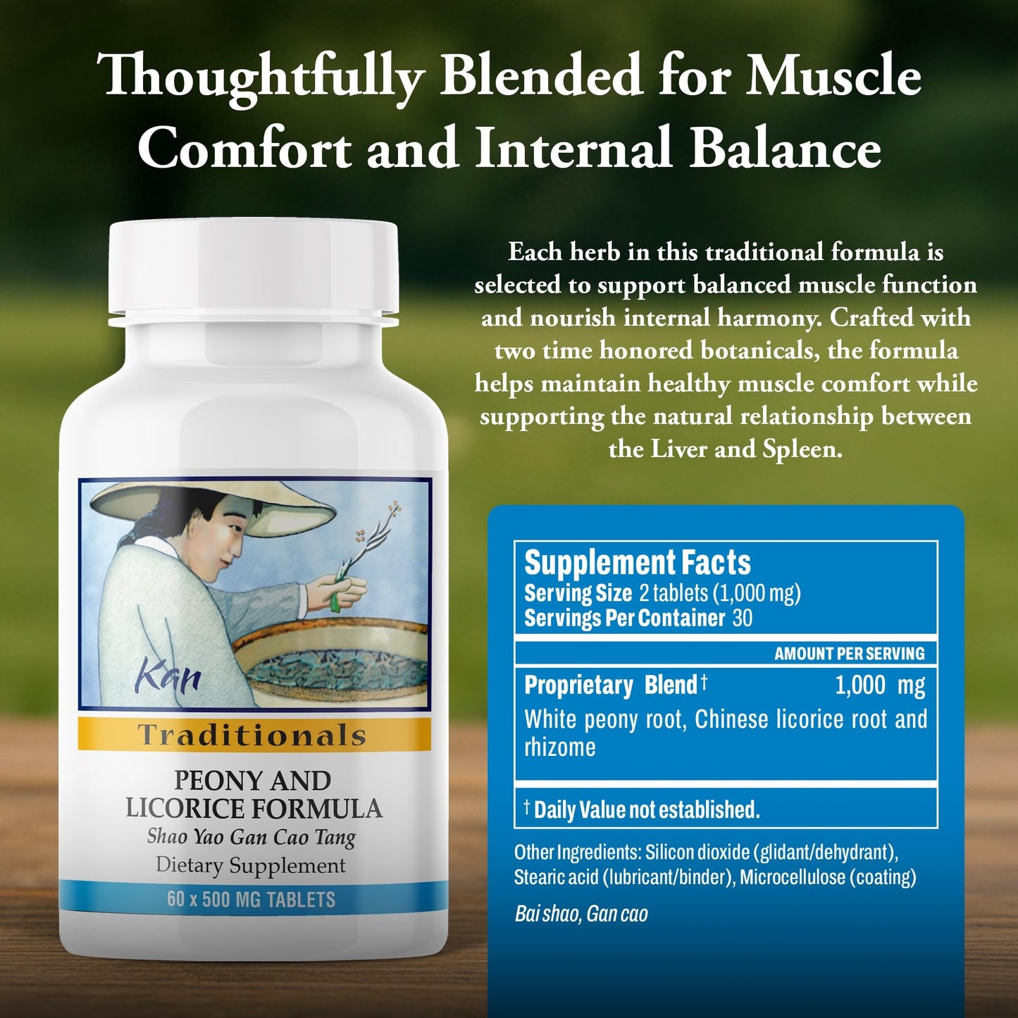 Kan Herbs Company Peony & Licorice Formula Tablets – Traditional Chinese Herbal Blend with White Peony Root & Chinese Licorice to Support Liver Balance, Muscle Comfort & Digestive Harmony, 60 Tablets Kan HerbBuy Supplements Australia