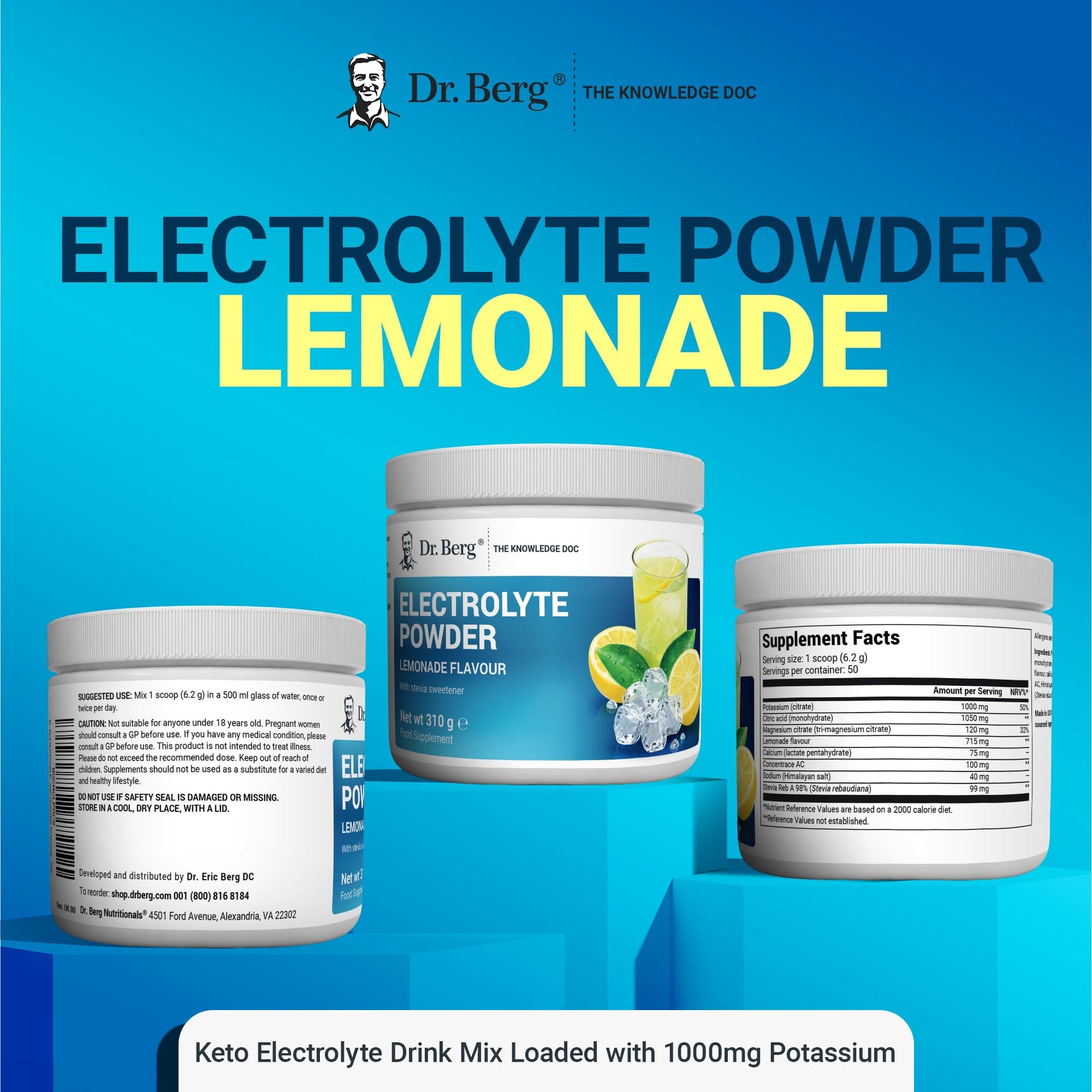 Dr. Berg Electrolyte Powder - Electrolyte Drink Supplements with 1000mg Potassium Dr. Berg NutritionalsBuy Supplements Australia