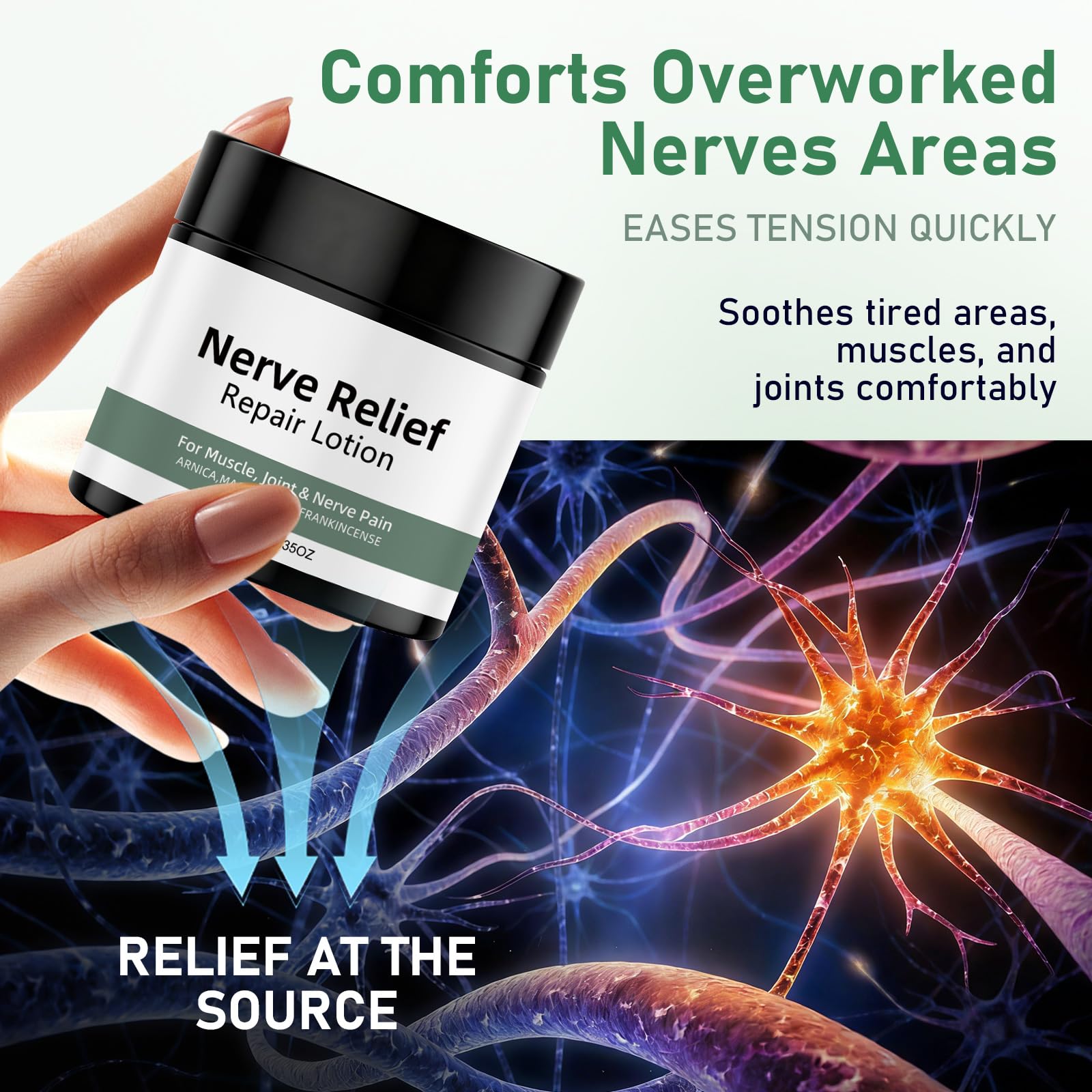 Vincofoo 2PC Nerve Relief Repair Lotion Cream, Neuropathy Lotion with Arnica, Deeply Moisturizes Skin, Keep Soft Smooth, Suitable for Muscle, Lumbar, Neck, Hands and Feet VincofooBuy Supplements Australia