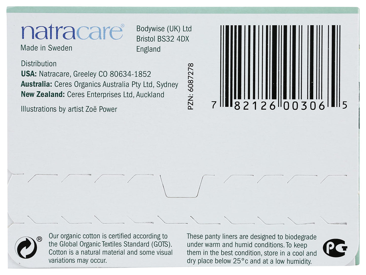 Natracare Natural Organic Curved Panty Liners, with Certified Organic Cotton, Ecologically Certified NATRACAREBuy Supplements Australia