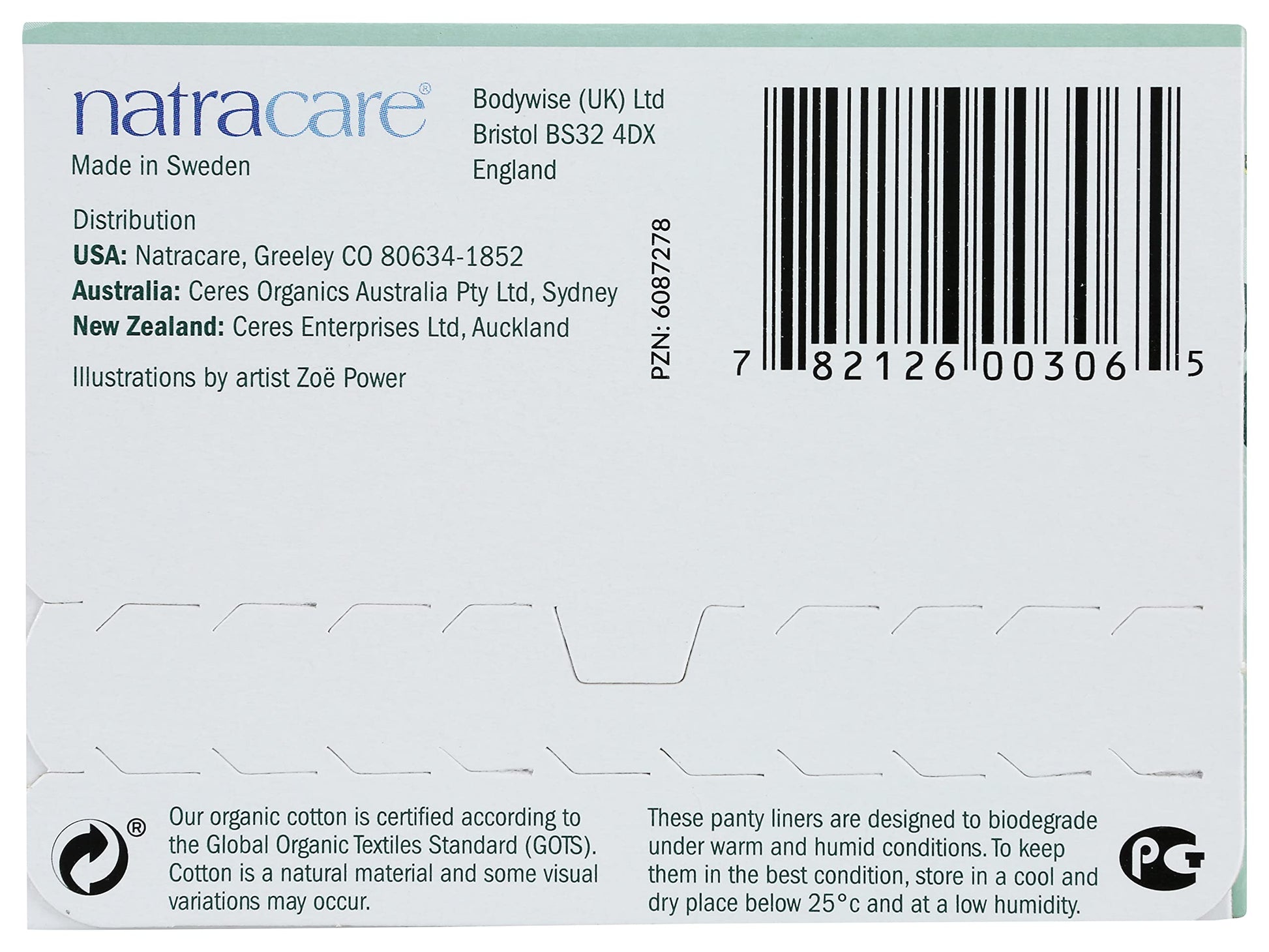 Natracare Natural Organic Curved Panty Liners, with Certified Organic Cotton, Ecologically Certified NATRACAREBuy Supplements Australia