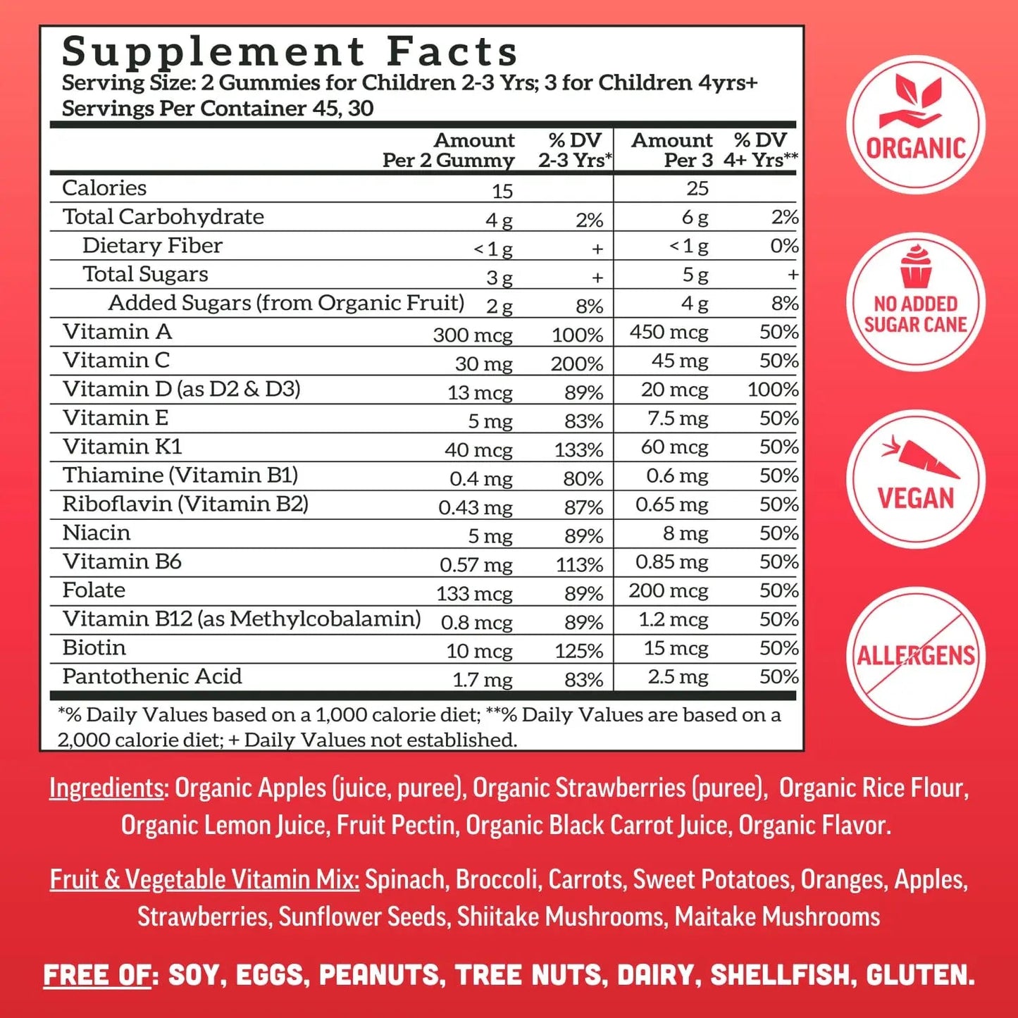 Llama Naturals Kids Multivitamin Gummies | Real Fruit, No Added Sugar Cane | Organic Vegan Toddler Whole Food Vitamins | Llama NaturalsBuy Supplements Australia
