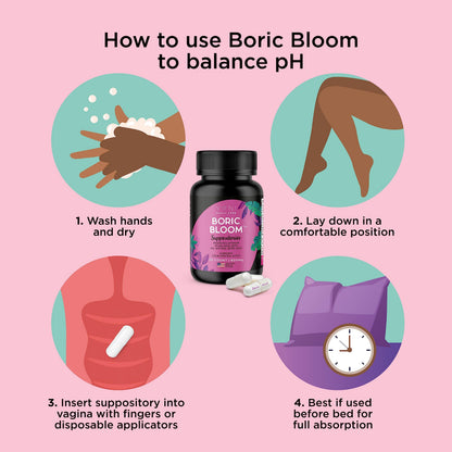 Boric Acid Suppositories - Vaginial Suppository Bacterial Vaginosis, pH Balance for Women Pills Yoni Peach CareBuy Supplements Australia