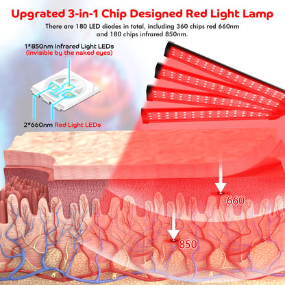Red Light Therapy for Body, 180LEDs Red Light Therapy Lamp with Tripod, 3-in-1 Chip Designed 660nm ＆850nm DevowellteBuy Supplements Australia
