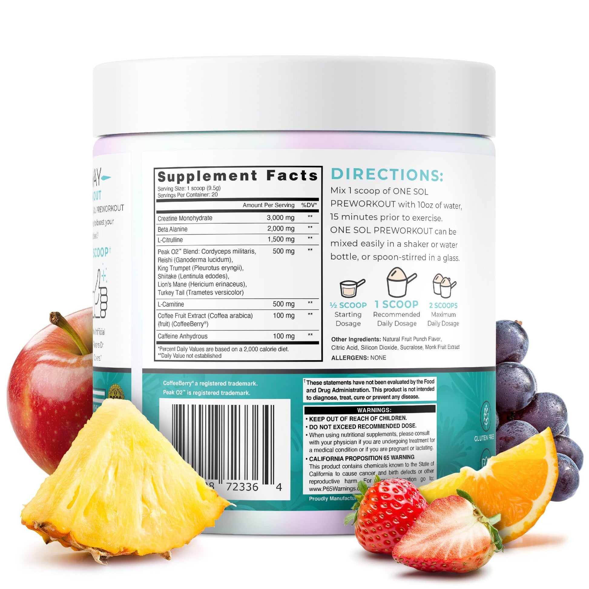 One Sol Pre-Workout for Women, Enhanced Pump & Focus, No Jitters Or Crash, Natural One SolBuy Supplements Australia