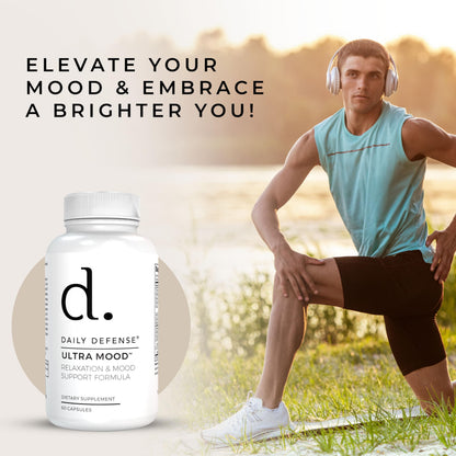 Daily Defense Mood Support Supplement - Ultra Mood 60 Count Mood Enhancer with Calcium Carbonate, Folic Acid, GABA, 5-HTP, Ashwagandha Root Extract & More - Non GMO Mood & Relaxation Supplement Daily DefenseBuy Supplements Australia