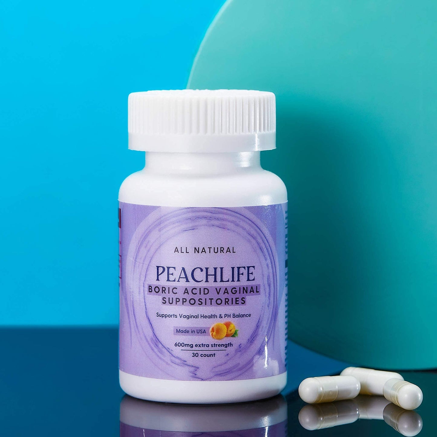 Peachlife Boric Acid Suppositories and Small Soft Menstrual Cup with Ring Pull PeachlifeBuy Supplements Australia