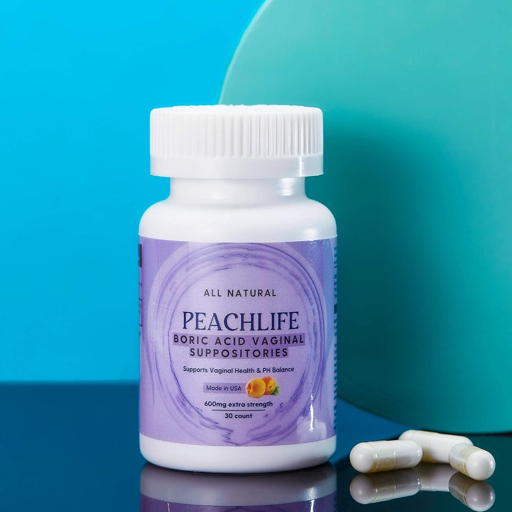 Peachlife Boric Acid Suppositories and Small Soft Menstrual Cup with Ring Pull PeachlifeBuy Supplements Australia