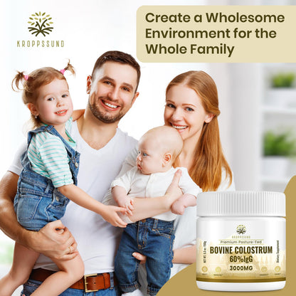 Kroppssund Bovine Colostrum Powder Supplement 3000 mg - Extra High 60% IgG Bovine Colostrum - Gut, Bone, Exercise, Immune - 50 Servings (1 Bottle) KroppssundBuy Supplements Australia