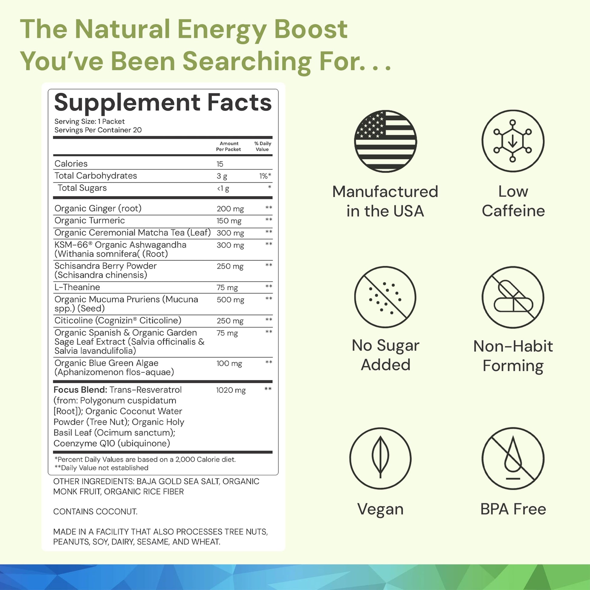 ION* Intelligence of Nature Focused Mind Nootropic Powder Drink Mix - Brain Boost Nootropic Drink with Matcha for Memory, Focus & Relaxation, Brain Supplement for Men & Women, Adults - 20 Packets ION* Intelligence of NatureBuy Supplements Australia