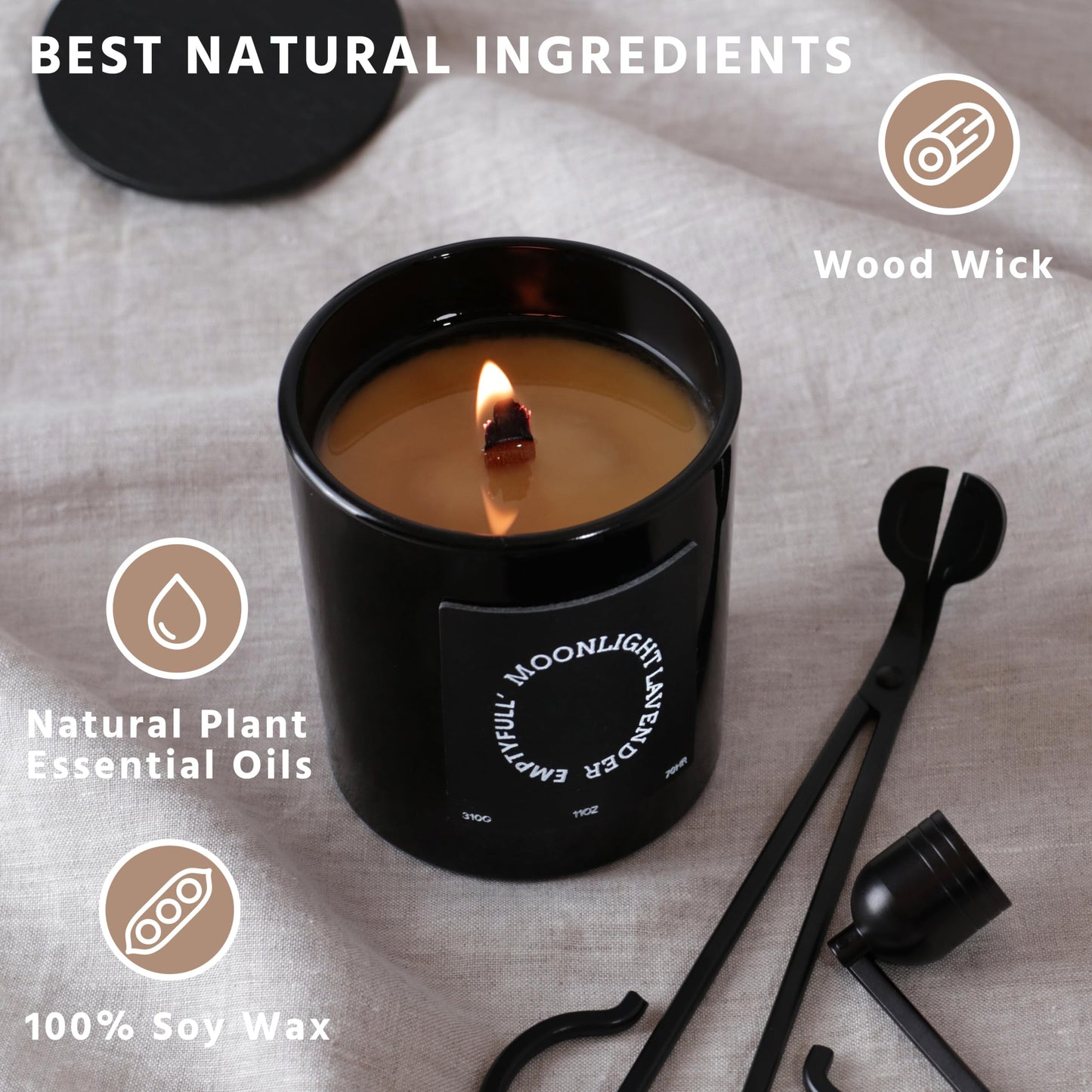 EMPTYFULL Lavender Scented Candles, Wood Wick, 11 oz Large Candle, Natural Soy Candles EmptyfullBuy Supplements Australia