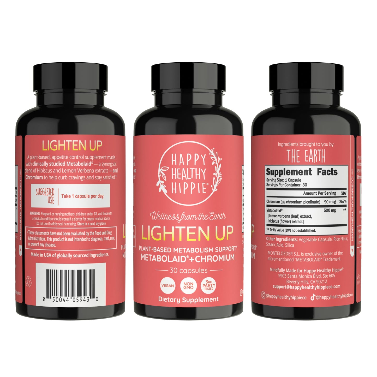 Happy Healthy Hippie GLP-1 Supplement (Metabolaid™ + Chromium) + Appetite Suppressant for Women | Metabolism Booster (AMPK) for Weight | Belly Fat Burner | Hunger & Cravings Control - 30 Vegan Caps Happy Healthy HippieBuy Supplements Australia