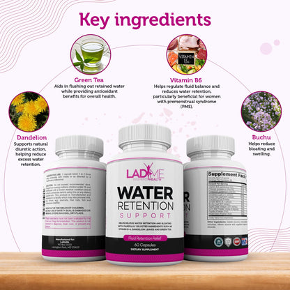 Water Retention Pills for Women Bloating Relief with Vitamin B6, Dandelion & Green Tea Natural LADYME WOMEN'S HEALTHBuy Supplements Australia