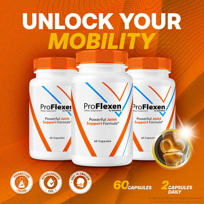 ProFlexen Capsules, ProFlexen Advanced Joint Support Formula, ProFlexen Collagen Support Pills, All Natural Supplement for Healthy and Flexible Joints, Official Pro Flexen Joint Reviews (60 Capsules) NutraRizeBuy Supplements Australia