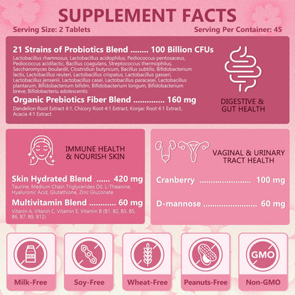 Probiotics for Women Digestive Health, Vaginal Probiotics with D-Mannose & Cranberry NATURE TARGETBuy Supplements Australia
