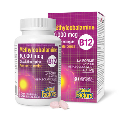 Natural Factors B12 Methylcobalamin, 10,000 mcg, Cherry, 30 Chewable Tablets Natural FactorsBuy Supplements Australia