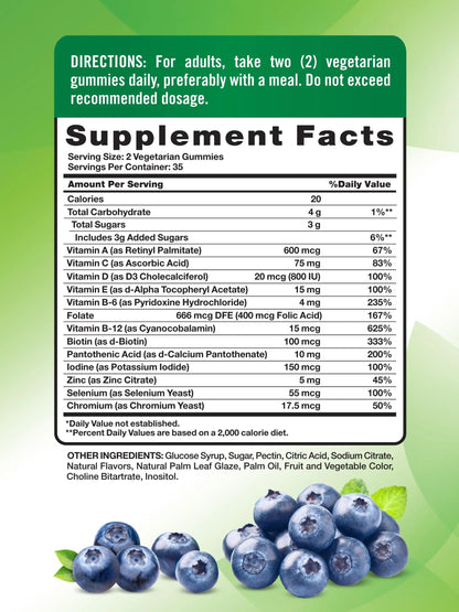 Nature's Truth Multivitamin for Men Gummies | 70 Count | Blueberry Flavor | with B12, D3 & Zinc | Nature's Truth