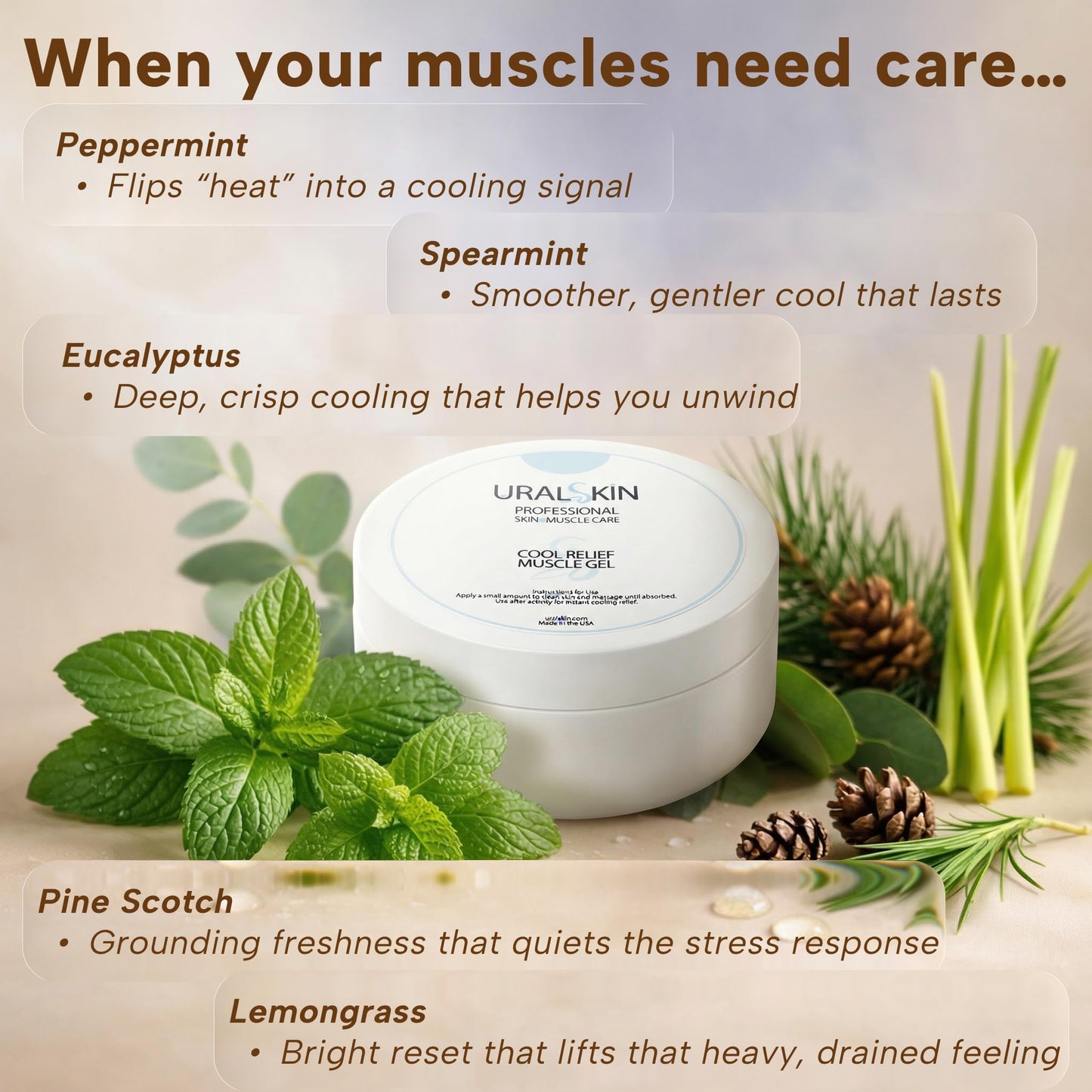 URALSKIN Cooling Muscle Gel – Fast-Drying, Non-Greasy Gel for Body, 4 oz (113 g) UralSkinBuy Supplements Australia