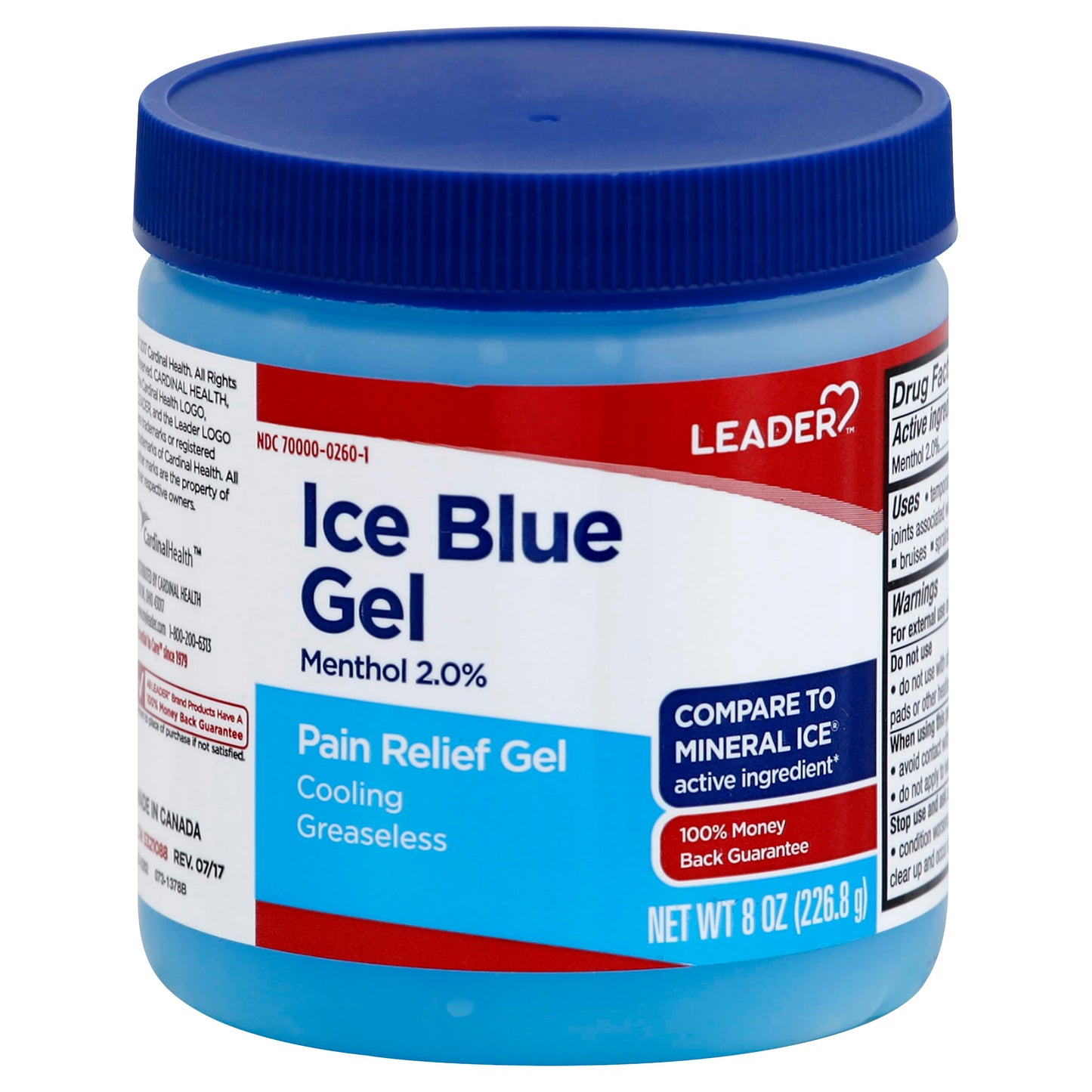 LEADER Ice Blue Gel Pain Relieving Greaseless Fast-Acting Topical Analgesic Cooling Therapy Muscle Joint Long-Lasting Relief Backache Arthritis Sports Injuries soothes Aches 8oz. Each (Pack of 5) LeaderBuy Supplements Australia