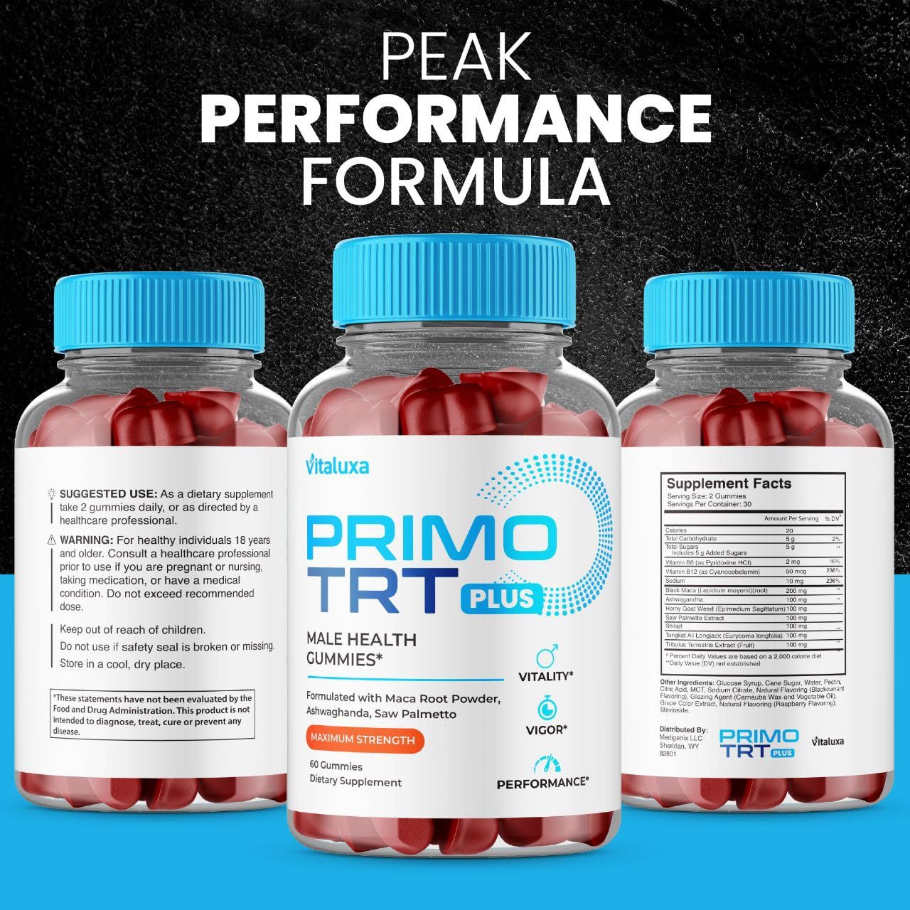 (2 Pack) Primo TRT Gummies, Primo TRT Advanced Performance Blend Supplement, PrimoTRT Try Prime Gomitas Maximum Strength for Males Support for Overall Health Wellness All Natural Ingredients (120 Ct) VitaluxaBuy Supplements Australia