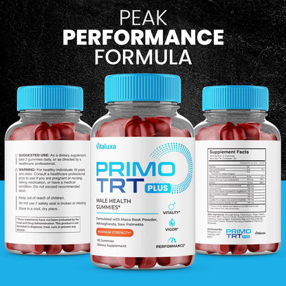 (2 Pack) Primo TRT Gummies, Primo TRT Advanced Performance Blend Supplement, PrimoTRT Try Prime Gomitas Maximum Strength for Males Support for Overall Health Wellness All Natural Ingredients (120 Ct) VitaluxaBuy Supplements Australia