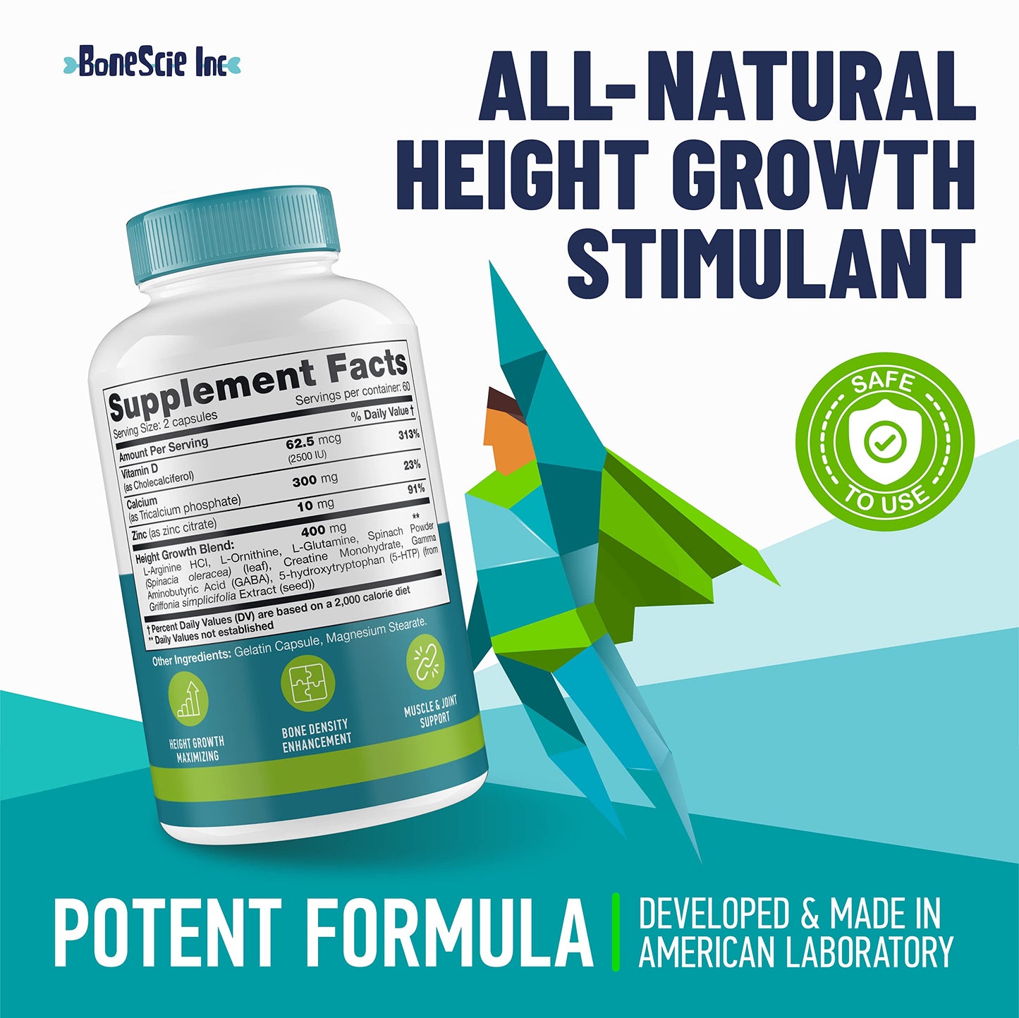 Height Growth Maximizer - Made in USA - Natural Height Increase Booster & Bone Growth Pills - Grow Taller Supplement for Adults, Teens & Kids - Vitamins for Boys & Girls to Get Taller - 120 capsules BONESCIE INCBuy Supplements Australia