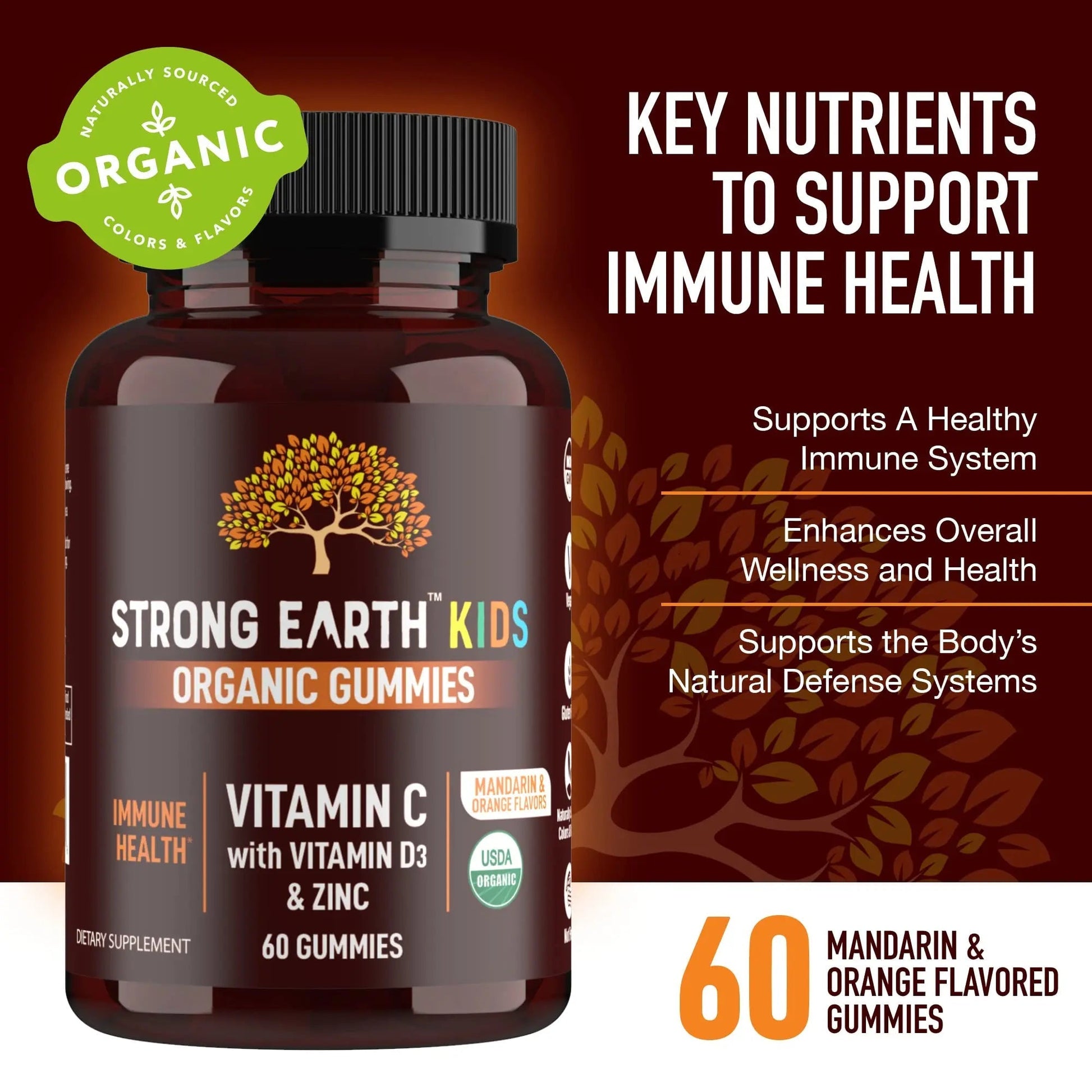 YUM-V'S Kids Strong Earth - Organic Immune Health Gummies with Vitamin C, Vitamin D3 Plus Zinc - Immune System Boost Zinc YUM-V'SBuy Supplements Australia