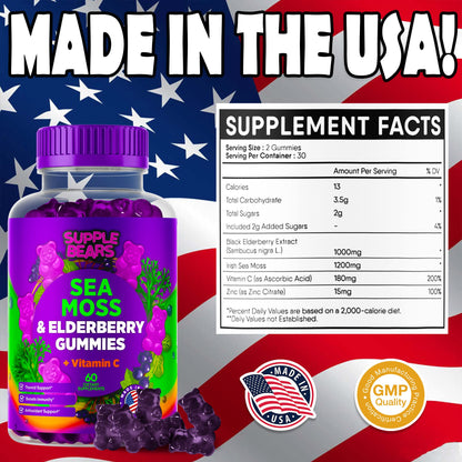 Supplebears Sea Moss Gummies & Elderberry - Vitamin C + Zinc – Extra Strength Immune SupplebearsBuy Supplements Australia