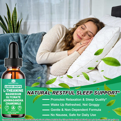 L theanine Liquid Drops, Theanine Supplement With Magnesium Glycinate & Ashwagandha for Sleep, Relaxation & Focus Support, High Absorption Liquid L Theanine 200mg for Adults & Kids丨Vegan, Non-GMO, 2oz WellVeraVidaBuy Supplements Australia