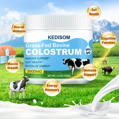 KEDISOM Grass-Fed Bovine Colostrum Supplement Powder - 60% High IgG 3000 mg for Gut Health, Immune Support - Easy to Mix Natural Liposomal Colostrum Superfood, Unflavored, 50 Servings KEDISOMBuy Supplements Australia