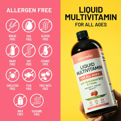 NatureWise Liquid Multivitamin for Women, Men of All Ages - Sugar Free, Vegan - Vitamins for Energy Levels, Beauty NatureWiseBuy Supplements Australia