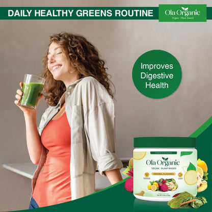 Ola Organic Greens Superfood Powder – Blend of 11 Cruciferous Vegetables with Phytonutrients – Supports Energy, & Immune Health Support – Non-GMO Vegetable Supplement (270g Jar) Ola OrganicBuy Supplements Australia