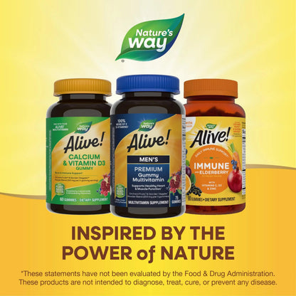 Nature's Way Alive! Men's Premium Gummy Multivitamin, Supports Healthy Heart, Muscle Function*, Full B-Vitamin Complex, Orange, Grape Nature's WayBuy Supplements Australia