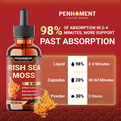 Penhoment 6in1 Sea Moss Drops with Black Seed Oil Irish Seamoss, Ashwagandha, Burdock Root & Bladderwrack - 1FL Oz - 30 Day Supply PenhomentBuy Supplements Australia