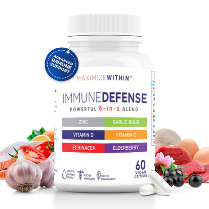 Maximum Slim Powerful 6-in-1 Immune Support Supplement with Zinc, Vitamin C, Elderberry, Vitamin D, Echinacea, & Garlic, 60 Count Maximum SlimBuy Supplements Australia